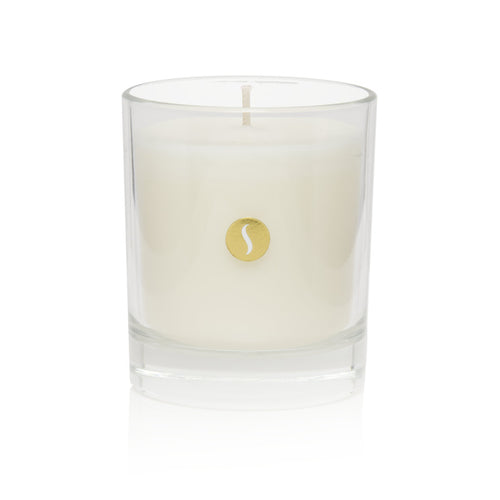 SOBOUGIE Blanc Velours luxury scented candle in white glass jar with intimate white musk and warm amber notes